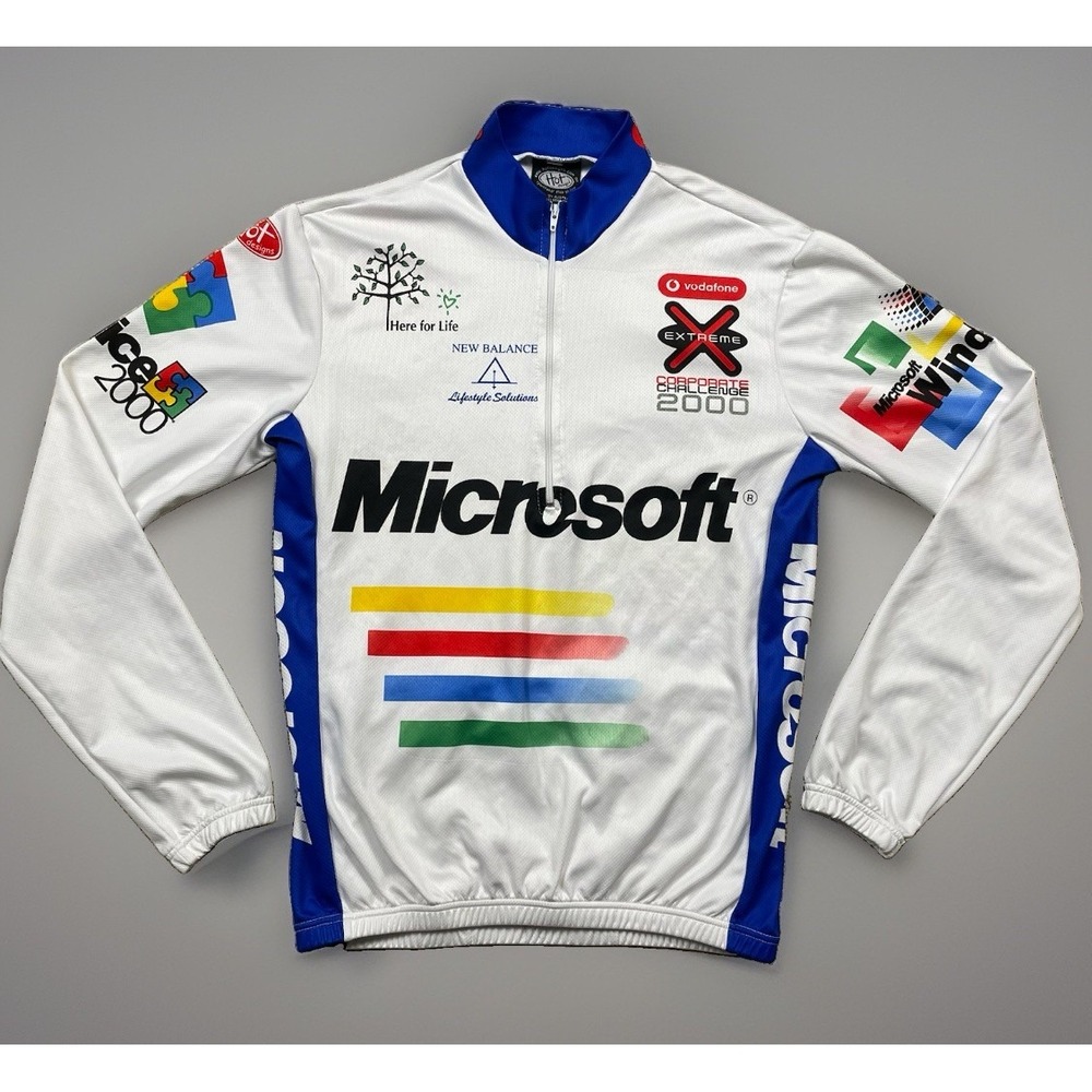Vtg 2000 Microsoft Extreme Corp Challenge Tech Cycling Jersey Mens S Sz 12 AUS
